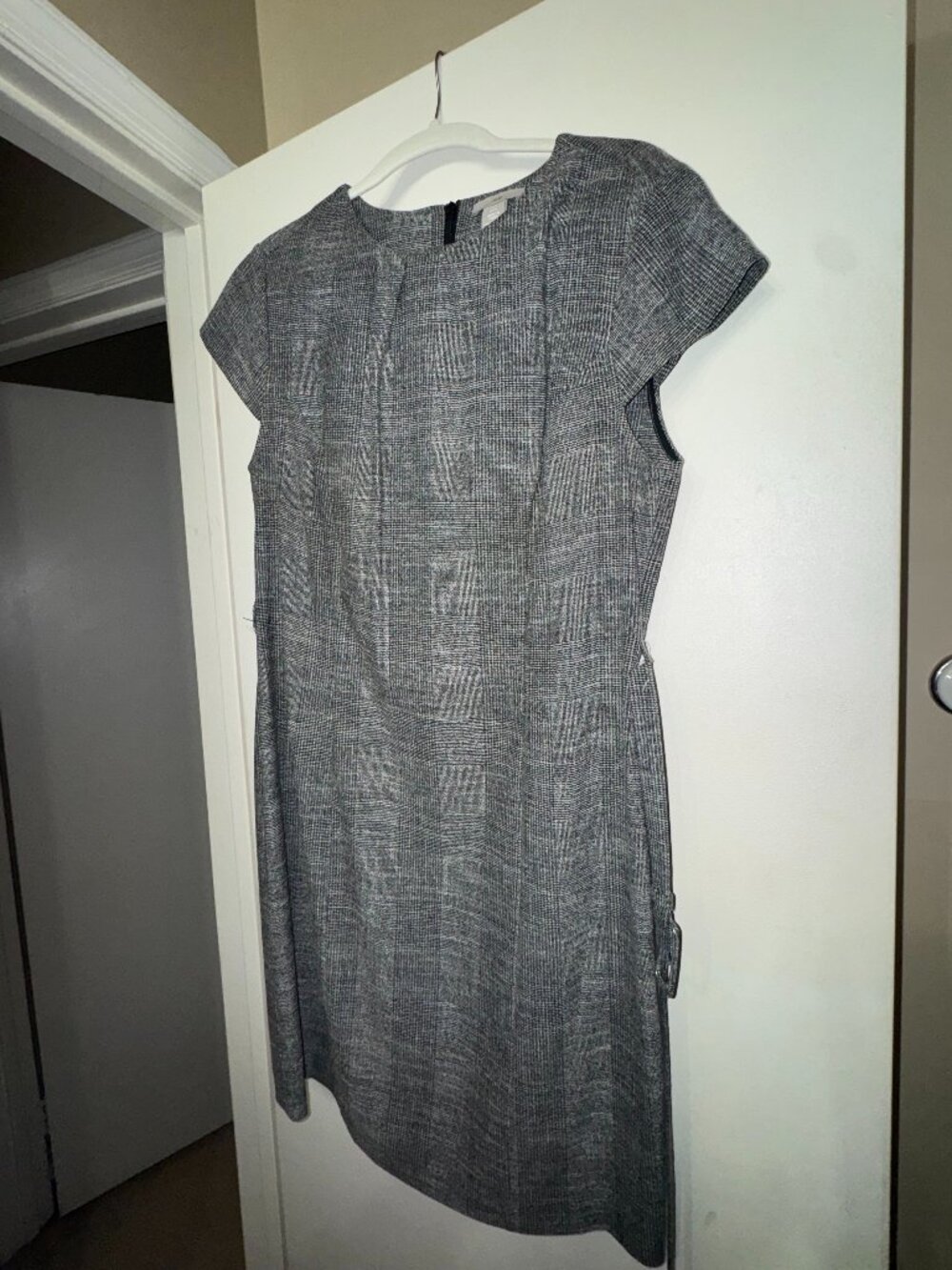 H&M Black/White Professional Belted Sheath Dress Size L